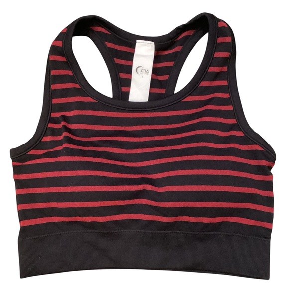 ZYIA Other - Zyia Active Black & Maroon Striped Monique Sports Bra - Large